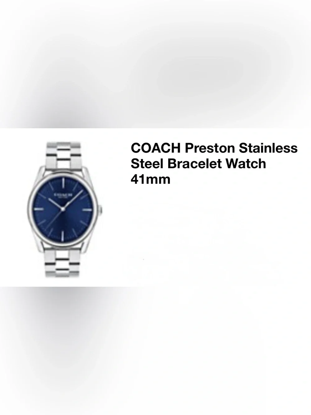 Coach Silver Stainless Steel Watch with Blue Dial